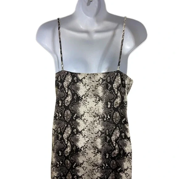 GIANNI BINI Snake Print Slip Midi Dress Spaghetti Strap V Neck Women Size Medium - Picture 9 of 10